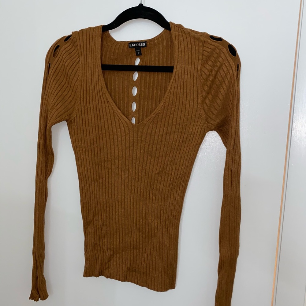 Express Long-sleeve Tan Shirt-Size S